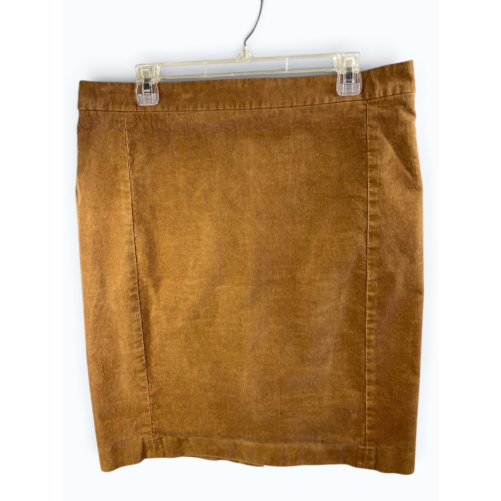 J.Crew Camel Brown Corduroy Straight Pencil Skirt 14 Knee Length Stretch Retro